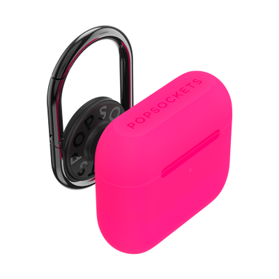 PopGrip AirPods Pro Holder Neon Pink + PopChain 2 Gunmetal